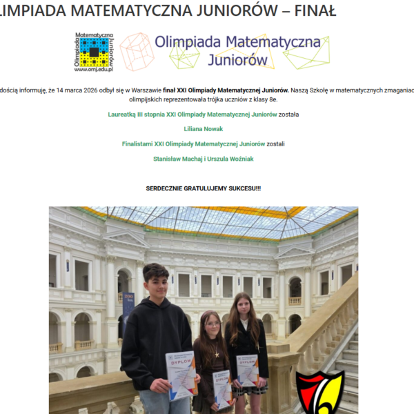 OLIMPIADA MATEMATYCZNA JUNIORÓW – WYNIKI